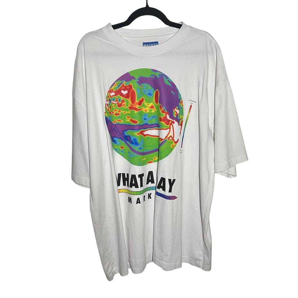 Market Smiley What A Day White Short Sleeve T-Shirt Men's Size XXL 100% Cotton